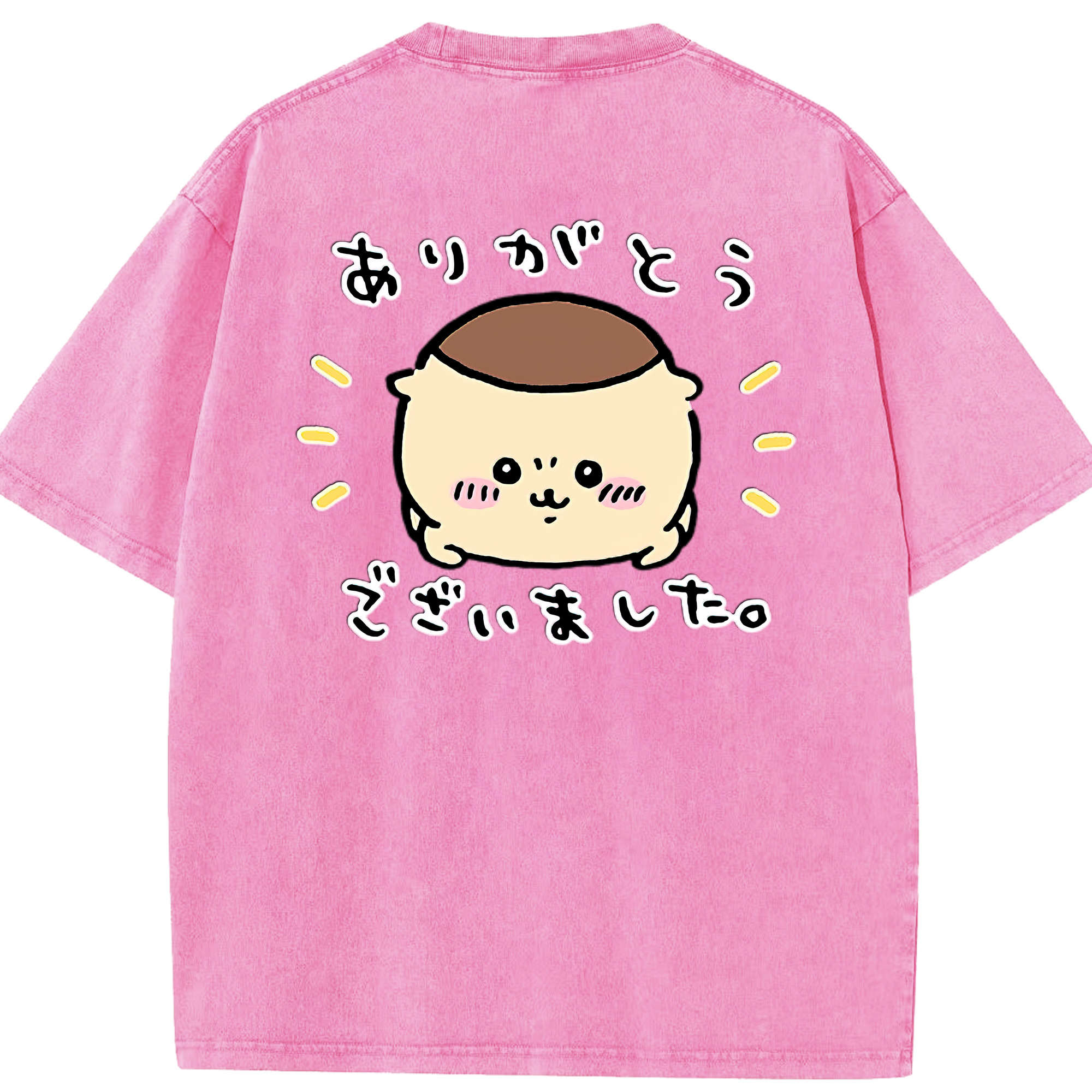（画像用） ちいかわ くりまんじゅう Chii-kawa kuri manjū 綿100% ヴィンテージ風 半袖Tシャツ（背面プリント）